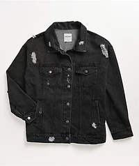 Angel Kiss Distressed Black Denim Jacket
