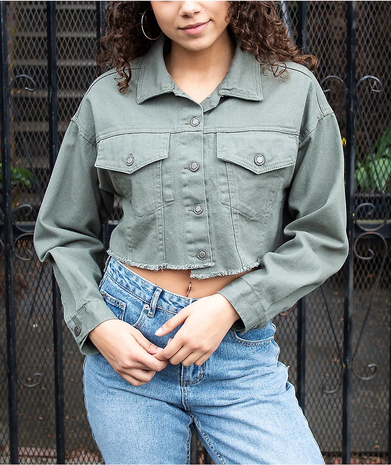 Angel Kiss Olive Crop Corduroy Jacket