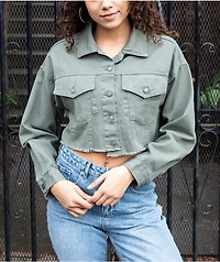 Angel Kiss Olive Crop Corduroy Jacket