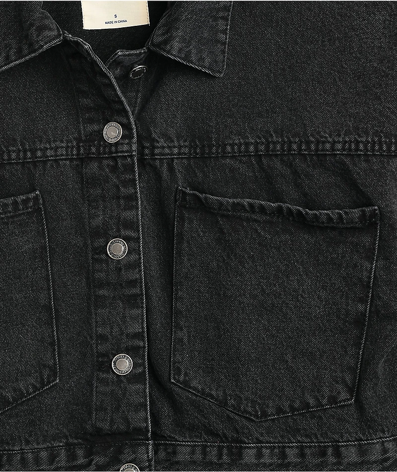 Angel Kiss Oversize Dark Wash Crop Denim Jacket