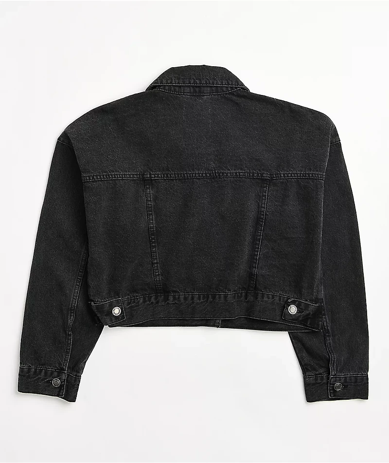 Angel Kiss Oversize Dark Wash Crop Denim Jacket