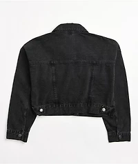 Angel Kiss Oversize Dark Wash Crop Denim Jacket