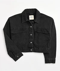 Angel Kiss Oversize Dark Wash Crop Denim Jacket