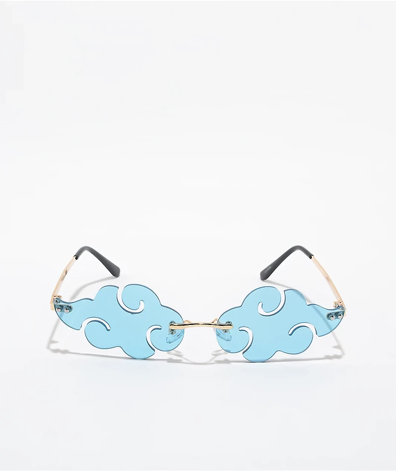 Anime Blue Cloud Swirl Frameless Sunglasses