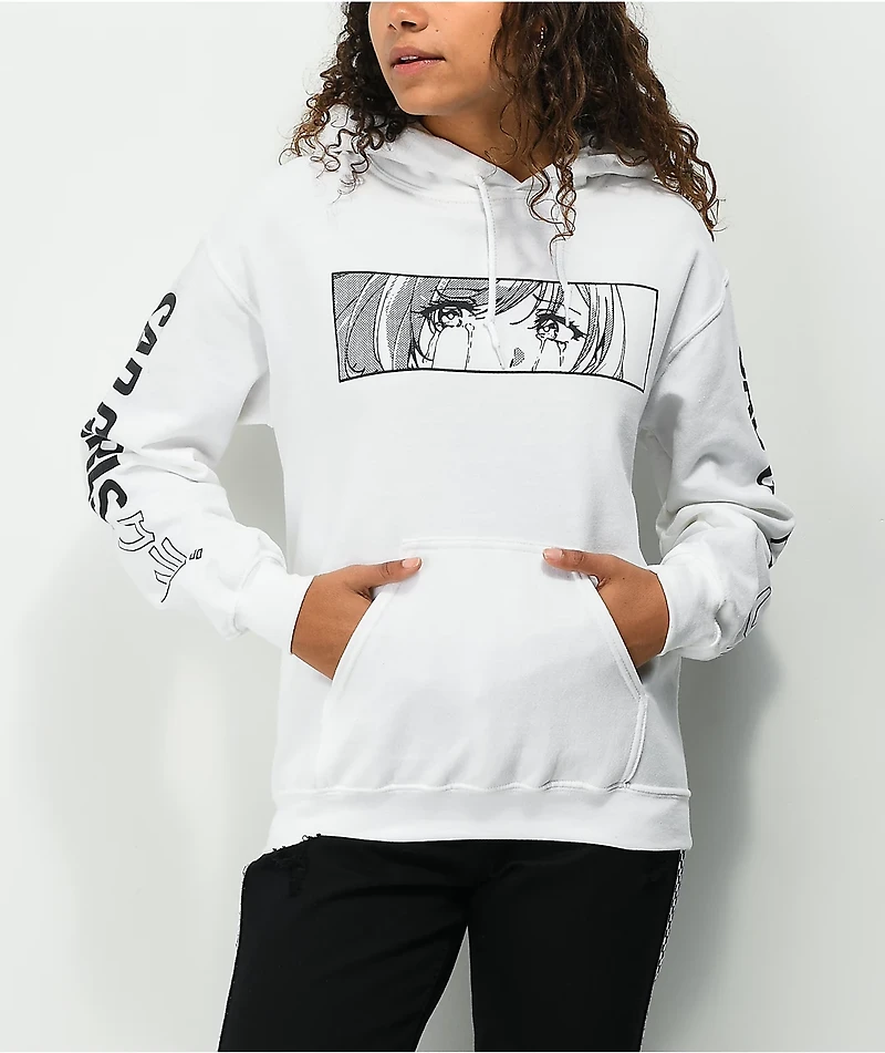 Animebae Ocean Eyes White Hoodie