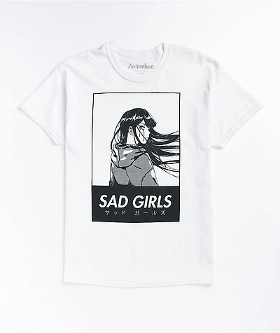 Animebae Sad Girls White T-Shirt