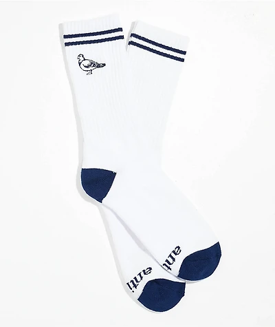 Anti-Hero Basic Pigeon Embroidered White Crew Socks
