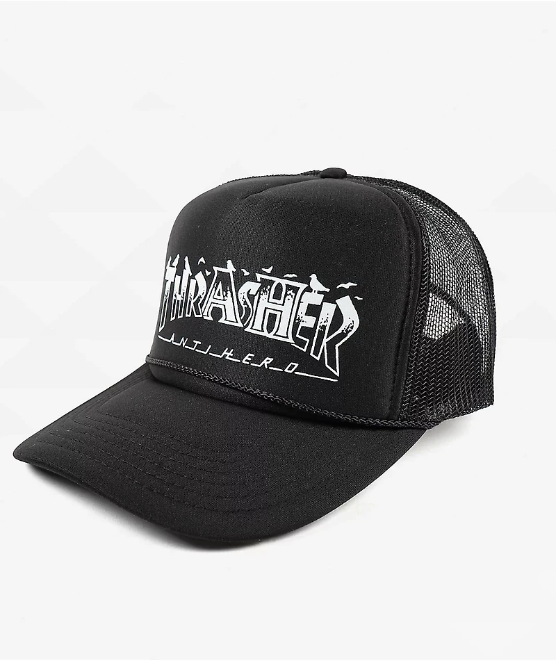 Anti-Hero x Thrasher Pigeon Mag Black Trucker Hat