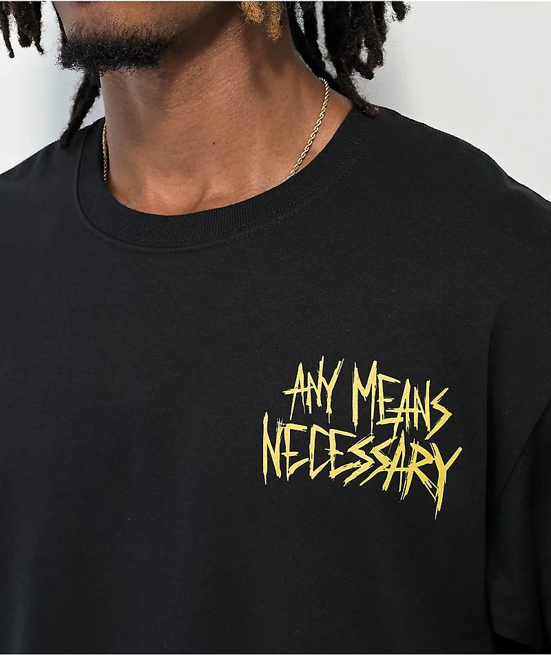 Any Means Necessary Burn Out Black T-Shirt