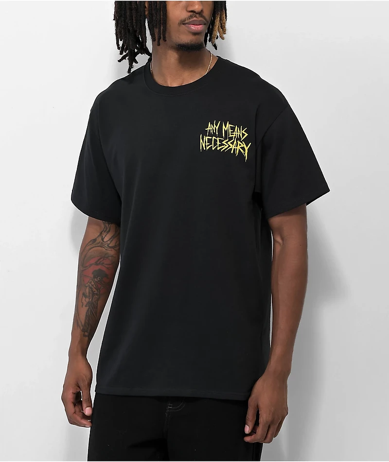 Any Means Necessary Burn Out Black T-Shirt
