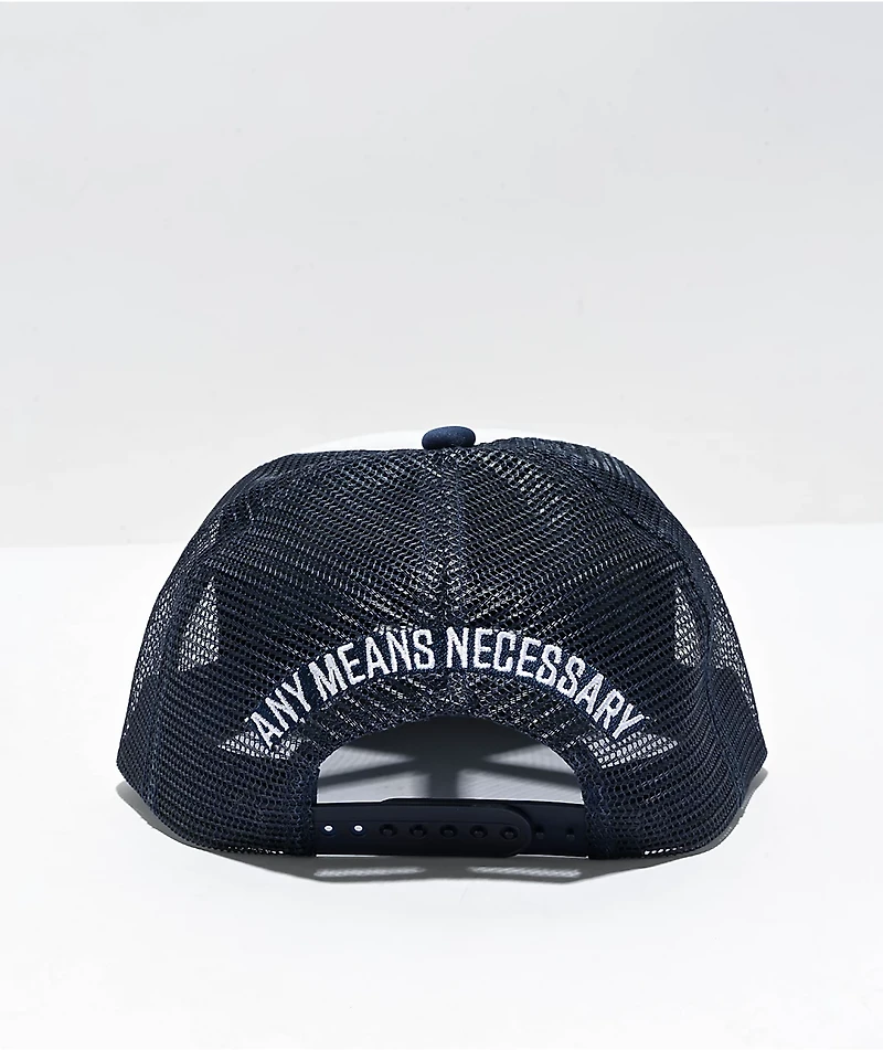 Any Means Necessary Molotov Blue Trucker Hat