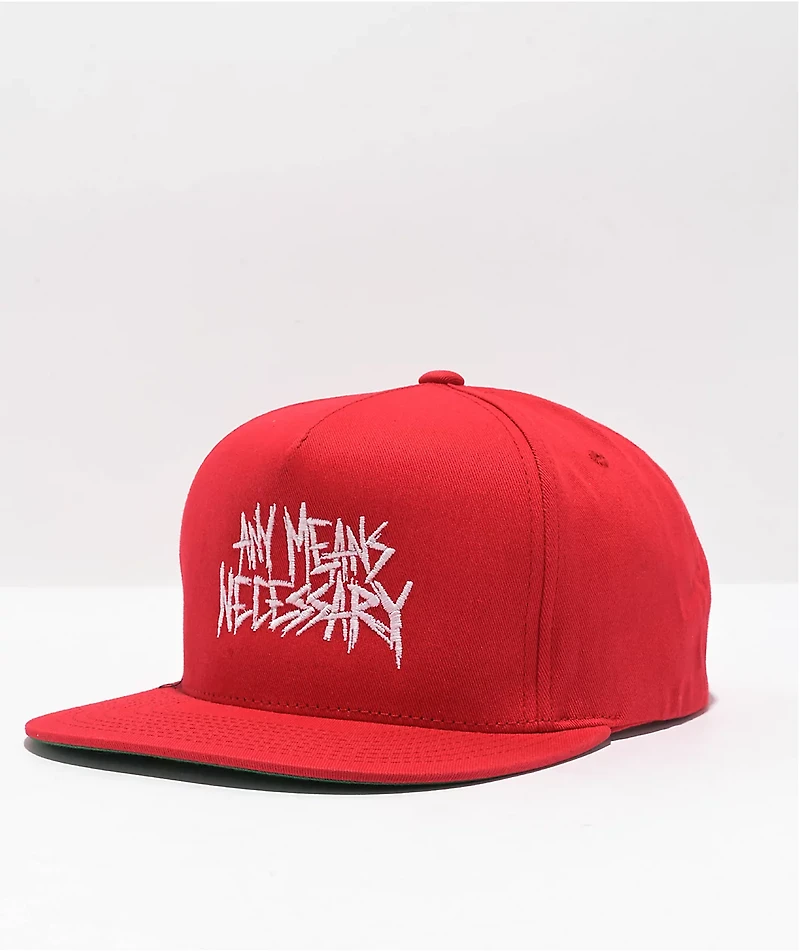 Any Means Necessary Scratchy Red Trucker Hat