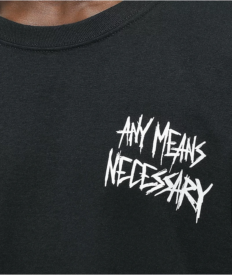 Any Means Necessary Smile Through Black T-Shirt
