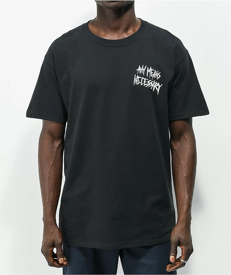 Any Means Necessary Smile Through Black T-Shirt