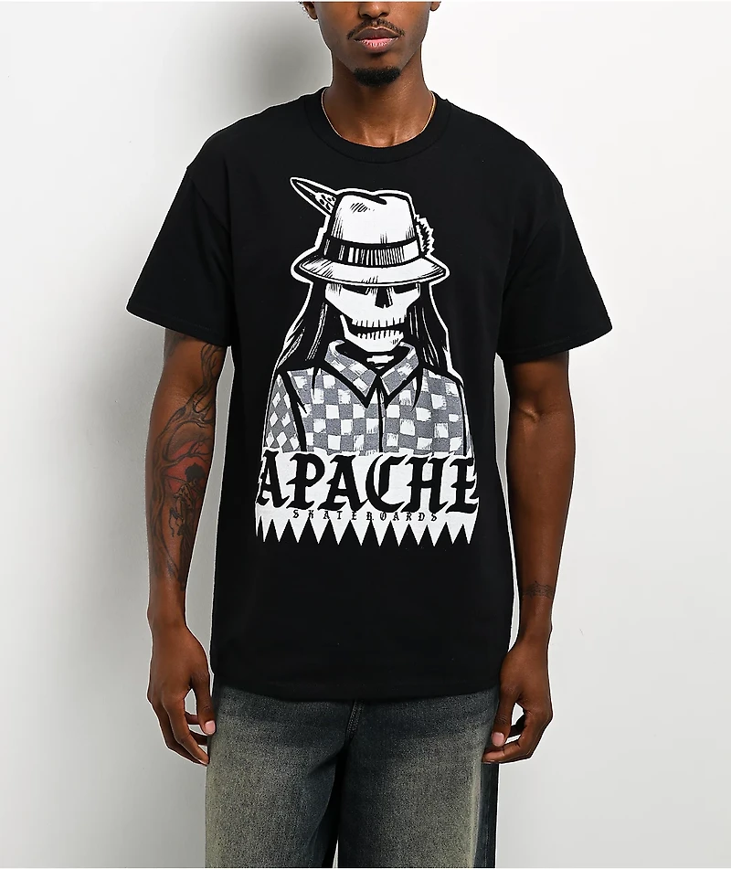 Apache Skull Face Black T-Shirt