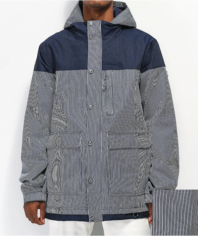Aperture Double Diamond Rail Navy Stripe 10K Snowboard Jacket