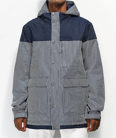 Aperture Double Diamond Rail Navy Stripe 10K Snowboard Jacket