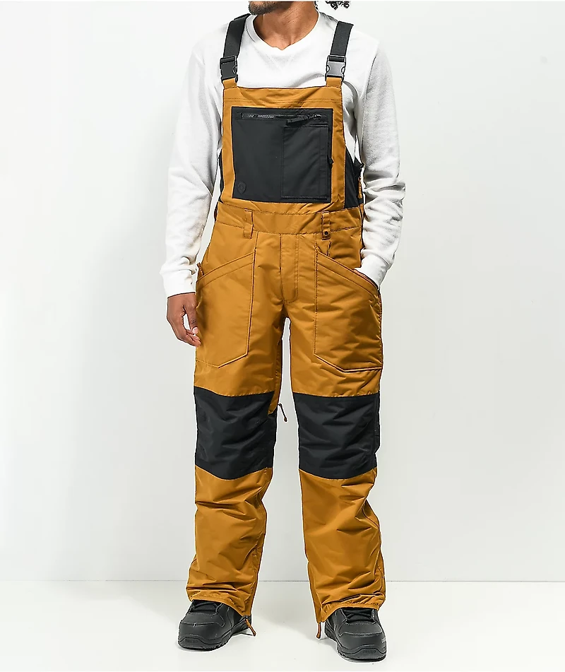 Aperture Jibbed Brown & Black Bib Snowboard Pants