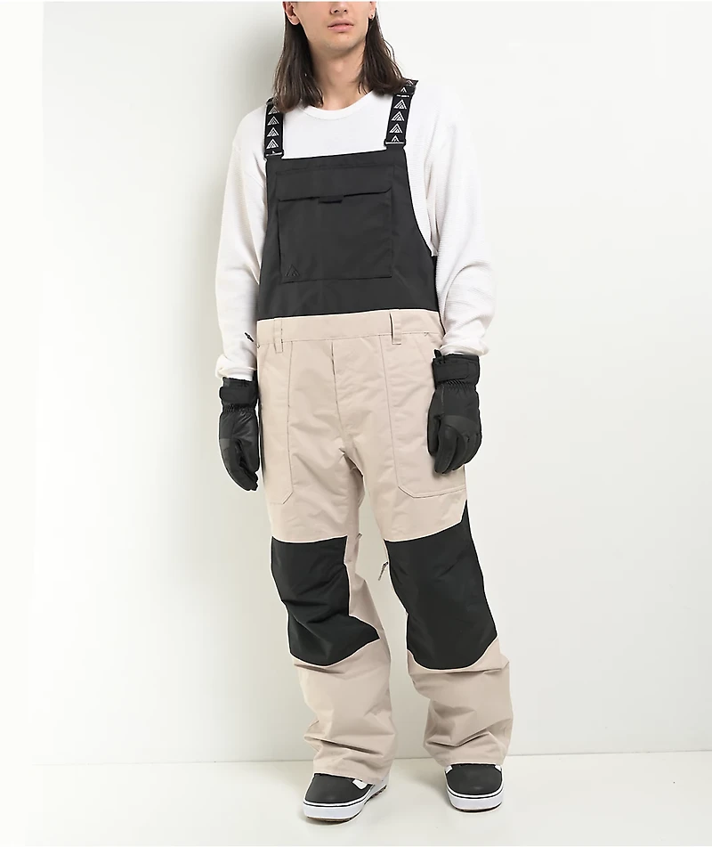 Aperture Steamboat Beige & Black 10K Bib Snowboard Pants