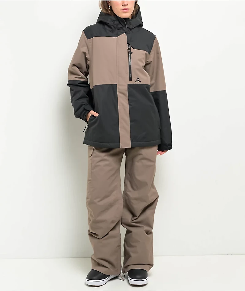 Aperture Women's Ranger Asymmetrical Deep Taupe & Black 10K Snowboard Jacket