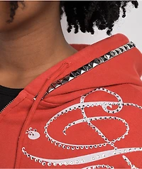 Apple Bottoms Embellished Red Crop Zip Hoodie