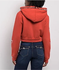 Apple Bottoms Embellished Red Crop Zip Hoodie