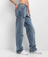 Apple Bottoms Forbidden Fit Destructed Blue Wash Straight Leg Jeans