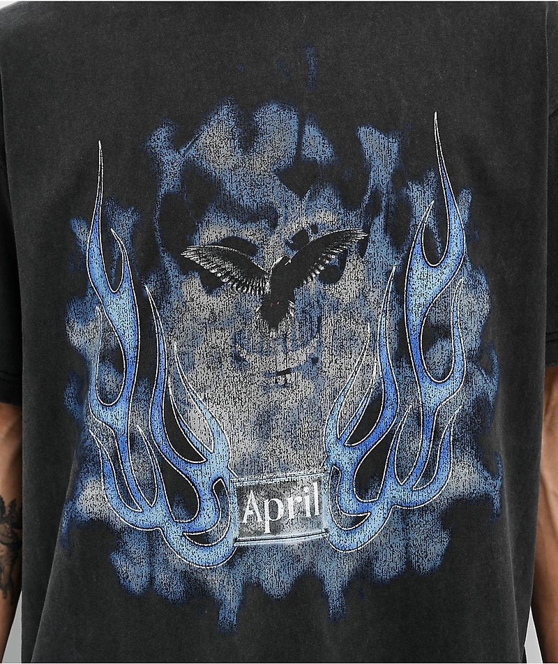 April Vintage Skull Black Wash T-Shirt