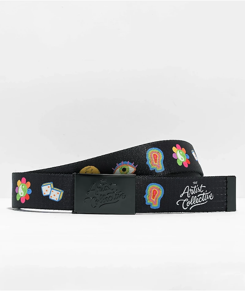 Artist Collective Chalk Icons Black Web Belt
