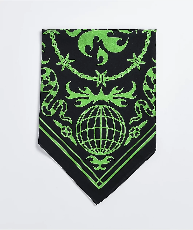 Artist Collective Globe Black & Lime Bandana