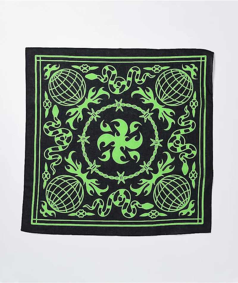 Artist Collective Globe Black & Lime Bandana