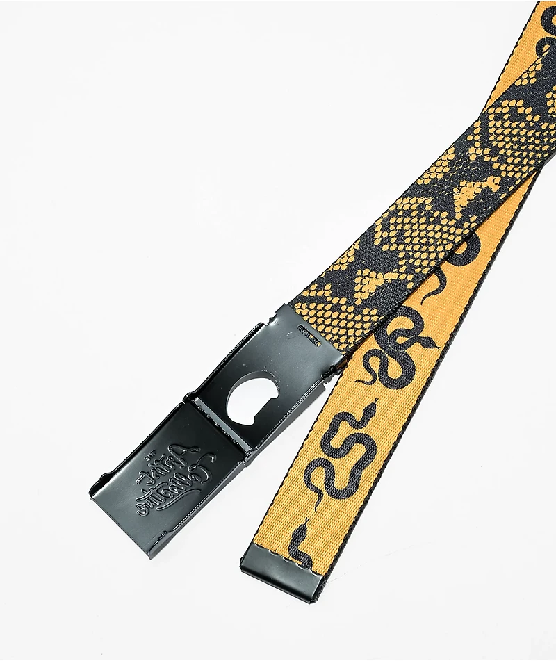 Artist Collective Gold Snake Black & Yellow Reversible Web Belt