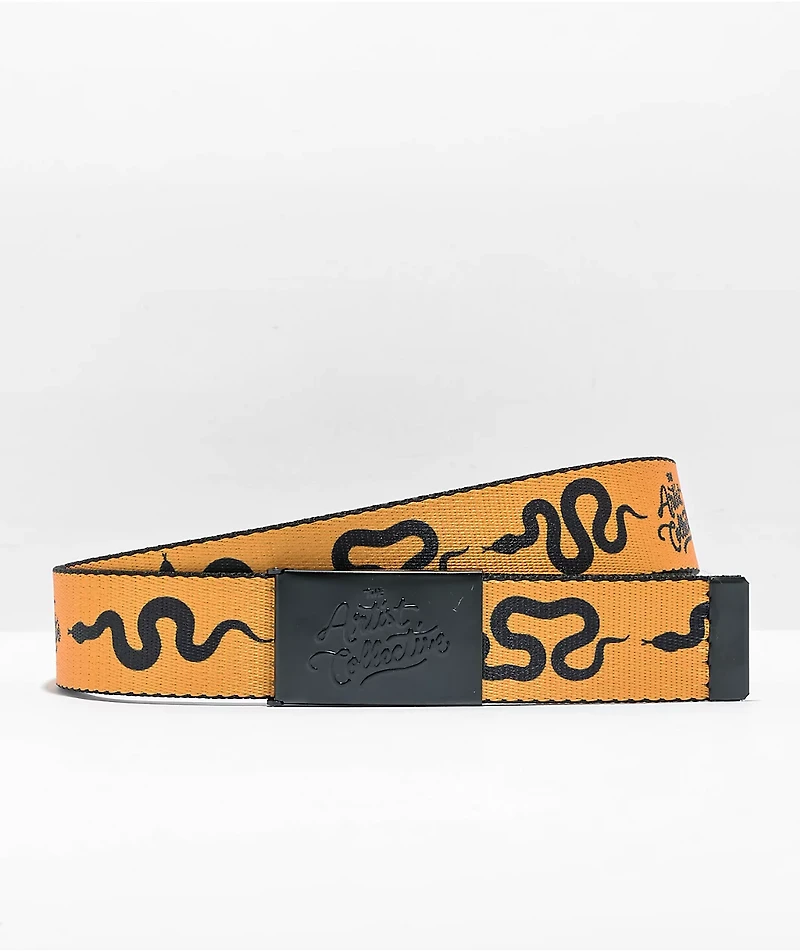 Artist Collective Gold Snake Black & Yellow Reversible Web Belt