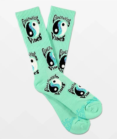 Artist Collective Good F'ing Vibes Seafoam Crew Socks