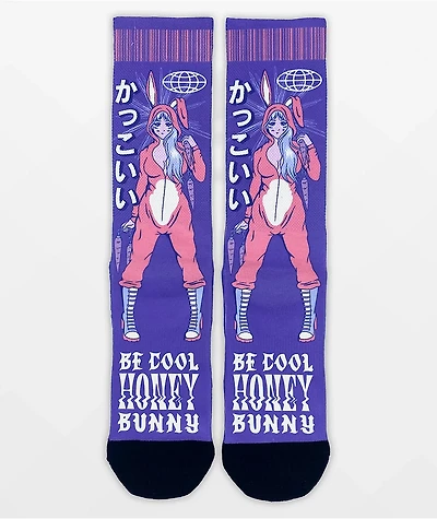Artist Collective Honey Bunny Purple Crew Socks