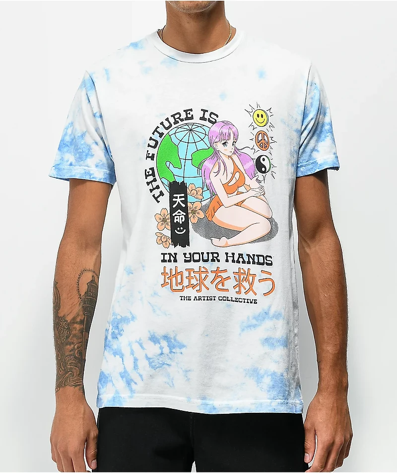 Artist Collective Your Hands Blue Tie Dye T-Shirt