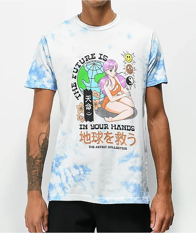 Artist Collective Your Hands Blue Tie Dye T-Shirt