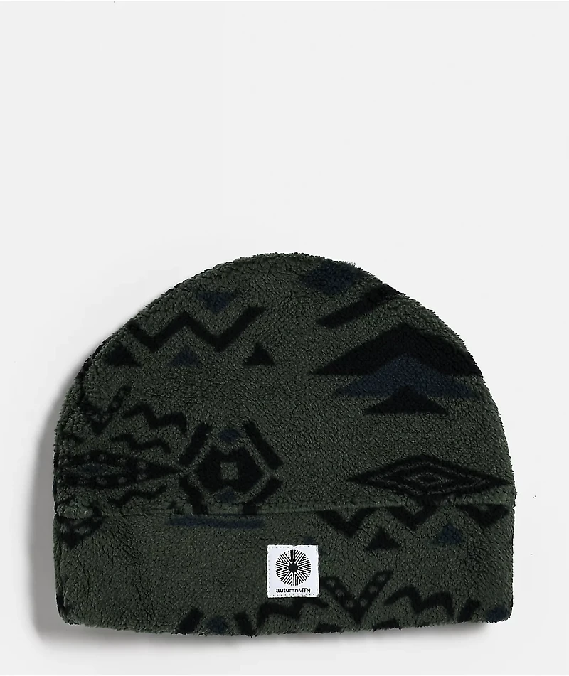Autumn Mountain Goat Green Fleece Beanie