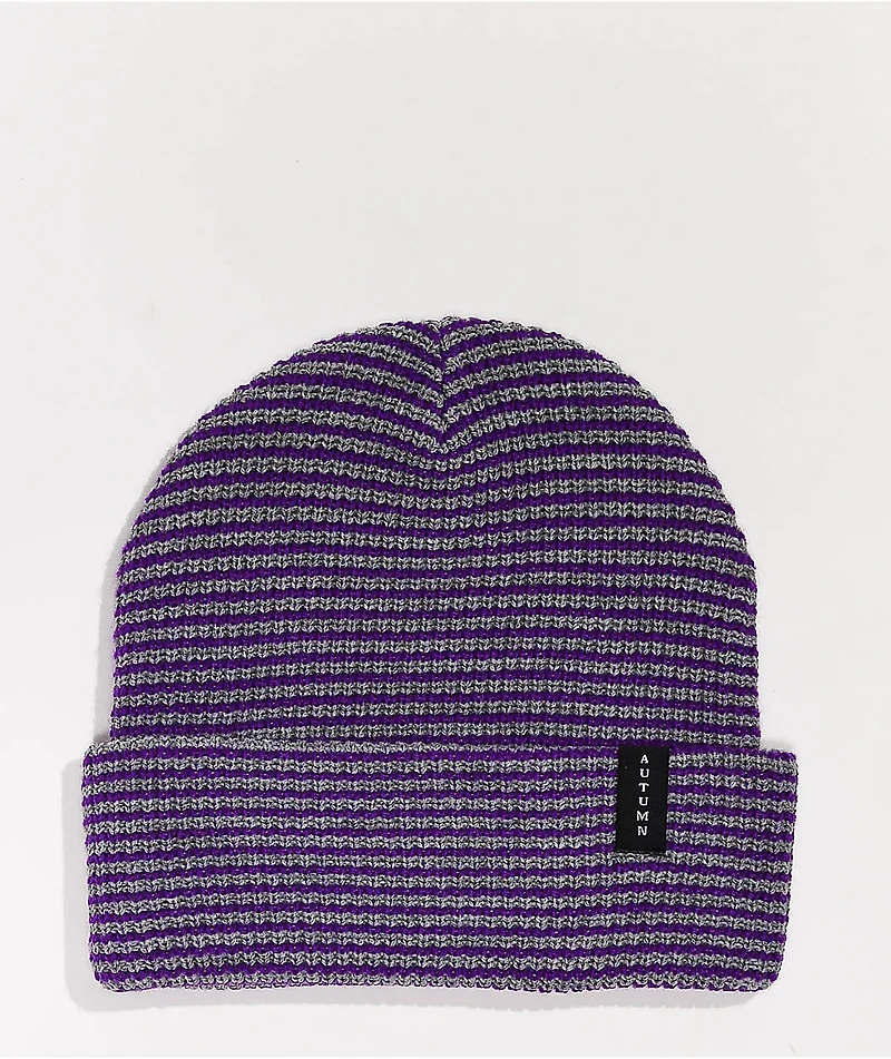 Autumn Select Stripe Purple & Grey Beanie