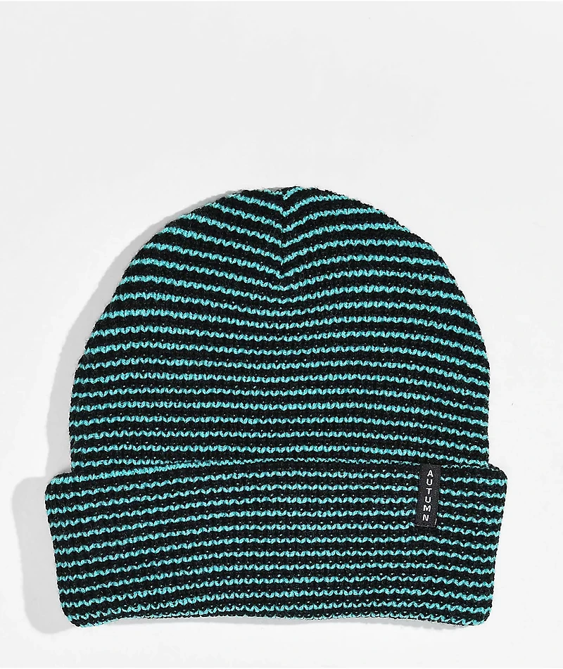 Autumn Teal Stripe Beanie