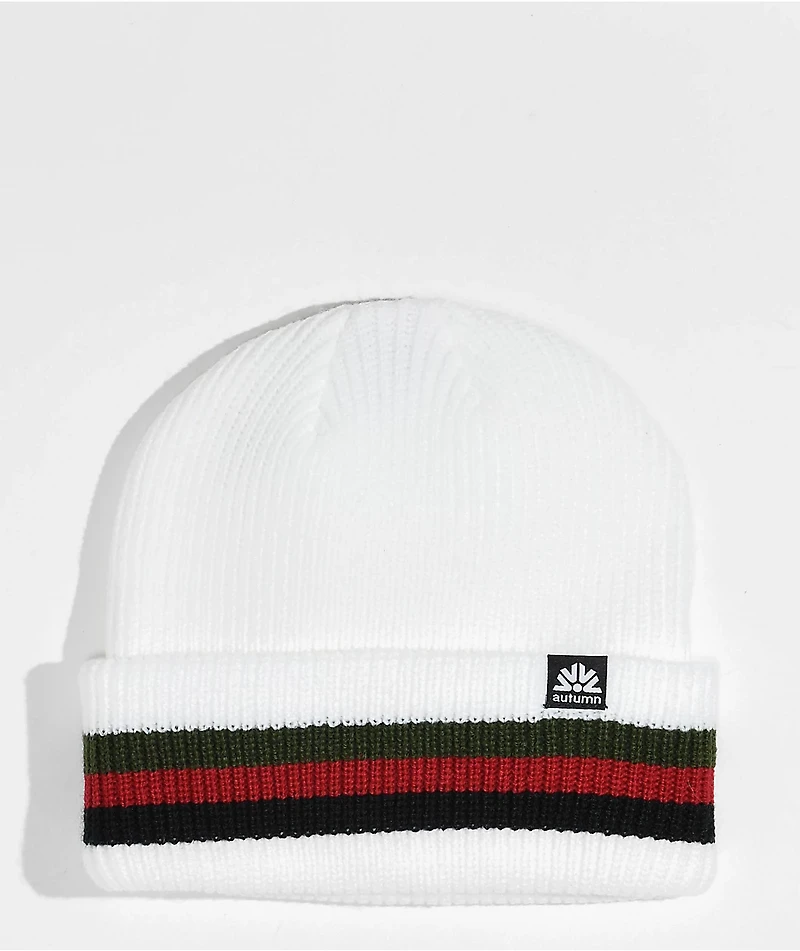 Autumn White & Multi Stripe Cuff Beanie