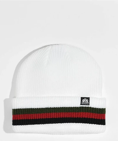Autumn White & Multi Stripe Cuff Beanie