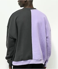 BTS Varsity Black & Purple Split Crew Neck Sweatshirt