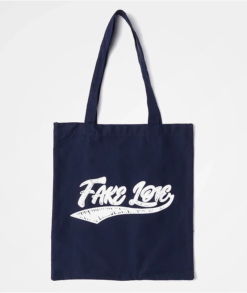 BTS Varsity Fake Love Navy Blue Tote Bag