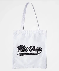 BTS Varsity Mic Drop White Tote Bag