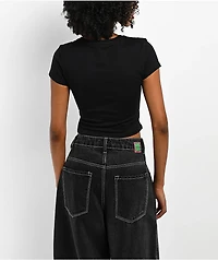 Baby Phat Logo Rhinestone Black Crop T-Shirt