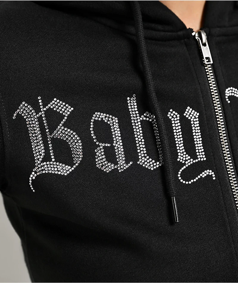 Baby Phat Old English Script Black Crop Zip Hoodie