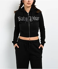 Baby Phat Old English Script Black Crop Zip Hoodie