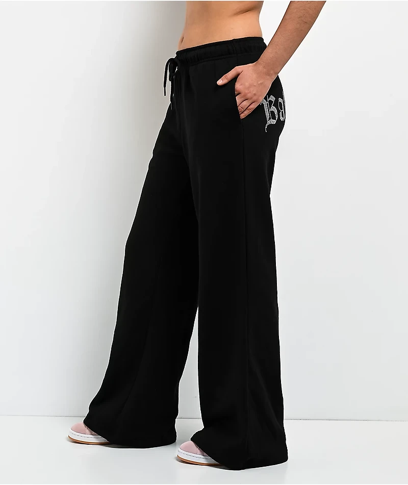 Baby Phat Old English Script Black Wide Leg Sweatpants