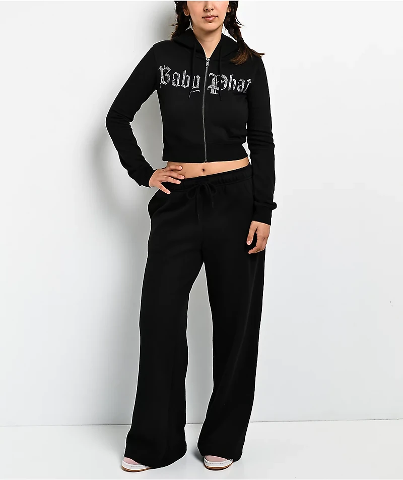 Baby Phat Old English Script Black Wide Leg Sweatpants